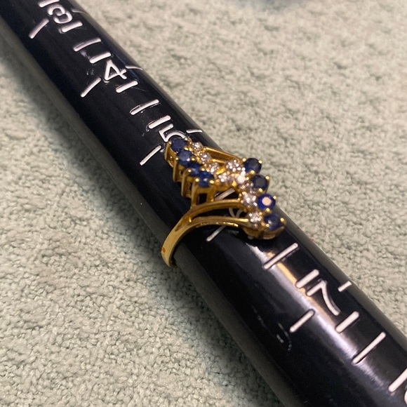 14k Gold Sapphire Diamond Ring size5.75 limited time live show price!! - Picture 2 of 7